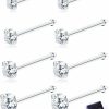 Sllaiss Body Piercing Studs | Sllaiss 8 Pcs 20G Nose Ring Studs Made With Austrian Crystal For Women Stainless Steel 1.5Mm 2Mm 2.5Mm 3Mm Nose Piercings Set Body Jewelry Hypoallergenic