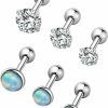 YOVORO Body Piercing Studs | Yovoro 6-12Pcs 16G 316L Stainless Steel Stud Earrings For Women Cartiliage Earring Tragus Helix Piercing Created-Opal 3/4/5Mm