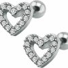 ZS Body Piercing Studs | 16G Sparkling Cubic Zirconia Stainless Steel Stud Earrings Tragus Helix Conch Cartilage Ear Piercing