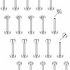 FIBO STEEL Body Piercing Studs | Fibo Steel 16G Threadless Push In Lip Rings For Women Surgical Steel Nose Rings Studs Labret Monroe Tragus Helix Cartilage Earrings Medusa Piercing Jewelry 8Mm