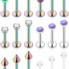 Ovxznts Body Piercing Studs | Ovxznts 18Pcs Assorted Length 16G Lip Rings For Women Men Surgical Steel Medusa Piercing Jewelry Labret Studs Cz Diamond Opal Tragus Forward Helix Earrings Retainer