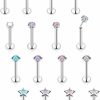 Vsnnsns Body Piercing Studs | Vsnnsns 20G 18G 16G Push In Lip Rings Stainless Surgical Steel Labret Jewelry Monroe Lip Rings Nail Cartilage Tragus Helix Earrings Studs Nose Ring Medusa Piercing Jewelry For Women Men Heart Cz 16Pcs