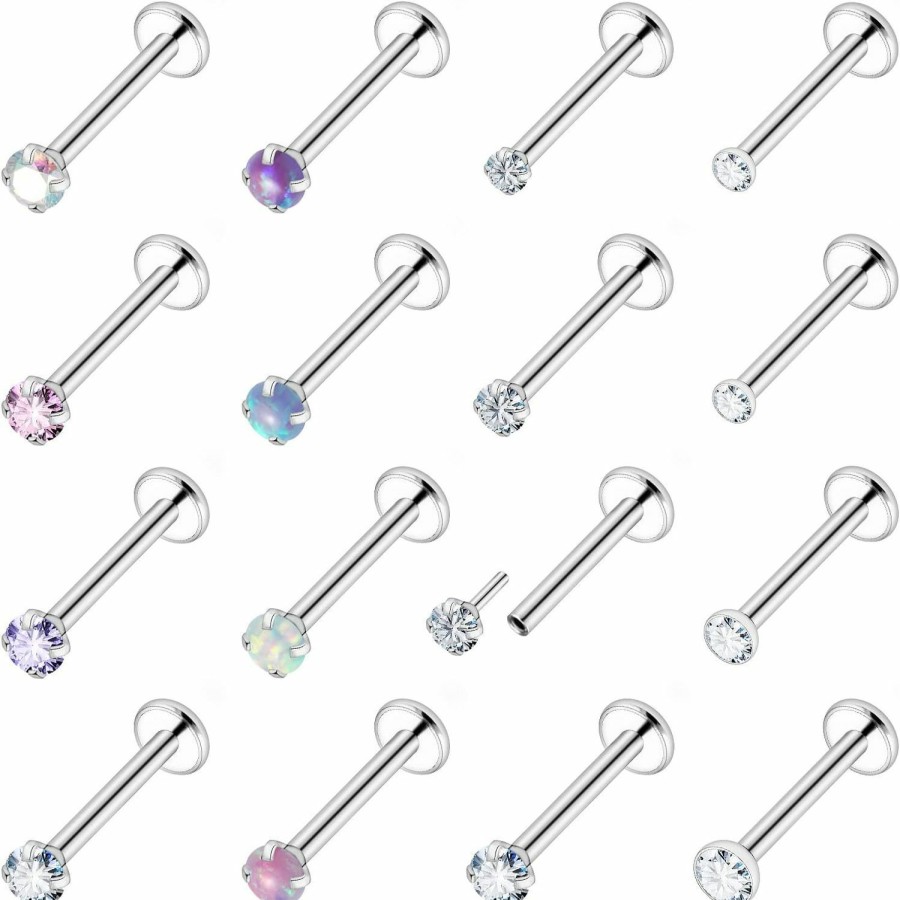 Ovxznts Body Piercing Studs | Ovxznts 20G 18G Threadless Nose Stud Stainless Steel Push In Nose Rings Studs For Women Men Flat Back Nose Piercing Jewelry