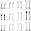 Ftovosyo Body Piercing Studs | Ftovosyo Labret Jewelry 24Pcs Monroe Lip Medusa Barbell Ring Helix Earring Tragus Cartilage Studs Surgical Steel Piercing Jewelry For Women Men 16G