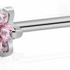 ZYTAIJEW Body Piercing Studs | 16G 6Mm/8Mm/10Mm/12Mm G23 Titanium Internally Threaded Pink/White Cz Flower Labret Monroe Lip Tragus Cartilage Earring Ring Nose Stud Piercing Jewelry