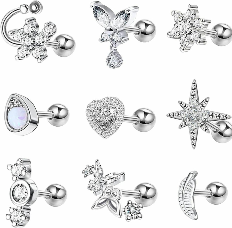 CHARMONLINE Body Piercing Studs | Charmonline 16G 316L Stainless Steel Cartilage Stud Earrings Helix Tragus Daith Earrings Body Ear Piercing Jewelry For Men Women Girls…