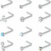 MODRSA Body Piercing Studs | Modrsa Nose Studs 20G 18G Nose Rings Studs Nose Stud L Shaped Surgical Stainless Steel Diamond Small Nose Stud For Women Men Corkscrew Nose Rings Nose Piercing Studs Screw