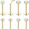 NICEIGHT Body Piercing Studs | 8Pcs 16-20G Stainless Steel Threadless Push In Nose Rings Studs For Women Cz Tragus Earring Set Labret Monroe Medusa Piercing Lip Ring Cartilage Tragus Helix Studs