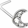 Pierced Owl Body Piercing Studs | Pierced Owl 20Ga Stainless Steel Gemmed Crescent Moon L-Bend Nose Stud