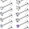 Hnxnskt Body Piercing Studs | Hnxnskt 16G 18G 20G Push In Threadless Nose Stud Surgical Steel Medusa Piercing Jewelry Opal & Diamond Lip Rings Labret Jewelry Tragus Helix Cartilage Earrings For Women Men