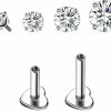 BodyAce Body Piercing Studs | Bodyace G23 Titanium Flact Back Earrings Lip Rings, 16G Stainless Steel Cartilage Helix Ear Studs, Cz Tragus Jewelry Lobe Lip Piercing For Women Men