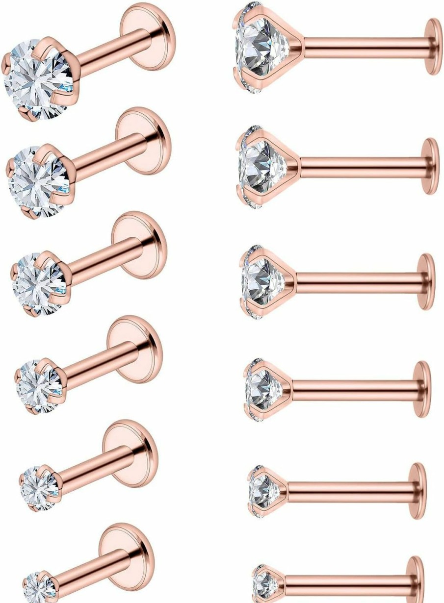 Vsnnsns Body Piercing Studs | Vsnnsns 16G Lip Rings Stainless Steel Labret Jewelry Monroe Lip Rings Nail Cartilage Tragus Helix Earrings Studs Medusa Piercing Jewelry For Women Men Cubic Zirconia 2Mm/2.5Mm/3Mm/3.5Mm/4Mm/4.5Mm