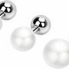 IPINK Body Piercing Studs | Ipink-3 Pcs 16G (1.2Mm) Pearl Tragus Earring Piercing Stud Set Surgical Steel Cartilage Barbell