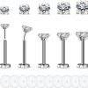 BodyAce Body Piercing Studs | Bodyace 10Pcs Push-In Tragus Cartilage Earring, 16G 18G 20G Threadless Lip Rings Labret Studs, Nose Studs Helix Conch Piercing Jewelry With Piercing Disc