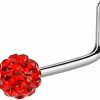 Forbidden Body Jewelry Body Piercing Studs | Forbidden Body Jewelry 20G Surgical Steel 3Mm Crystal Glam Ball Top L-Shaped Nose Stud (Choose Color)