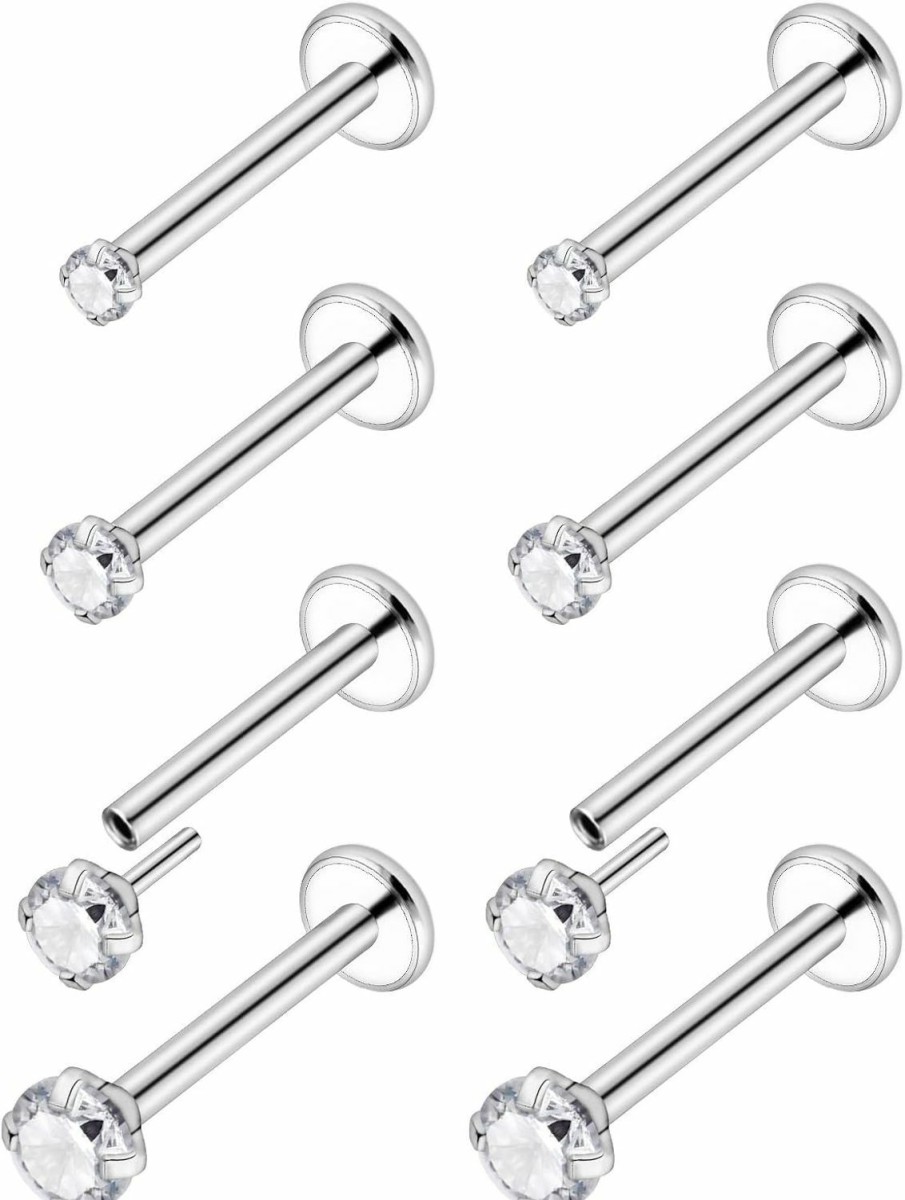 Lcolyoli Body Piercing Studs | Lcolyoli 20G 18G Threadless Push In Flat Back Earrings For Women Tragus Piercing Jewelry Cartilage Earring Surgical Steel Nose Rings Studs Nose Piercings Nostril Jewelry