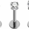 FINE4U Body Piercing Studs | Fine4U 2Pc Flat Back Earrings Stud 18G 6Mm 8Mm - Astm F136 Titanium Cartilage Ear Piercing Jewelry For Helix, Tragus, Conch, Flat, Lobe, Labret