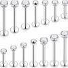 Yaalozei Body Piercing Studs | Yaalozei 20G 16G 14G Different Sizes Lip Labret Monroe Medusa Rings Stud Surgical Steel Long Cheek Dimple Rings Piercing Jewelry For Women Men Bar Length 6Mm-19Mm