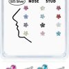 IRONBOX Body Piercing Studs | Ironbox 12Pcs 22G Nose Studs For Women Men 925 Sterling Silver Inlaid 3Mm Round Heart Flower Austrian Cubic Zirconia Nose Rings Stud Multicolor Nose Body Piercing Jewelry With Box