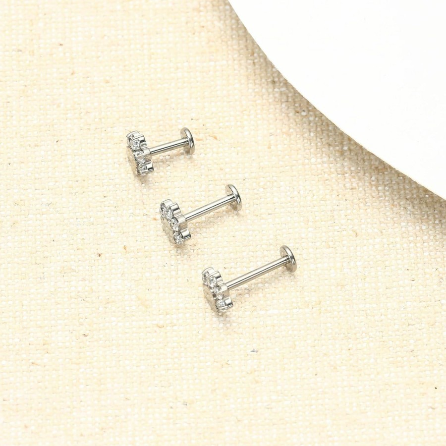 ZYTAIJEW Body Piercing Studs | 16G 6Mm/8Mm/10Mm G23 Titanium Internally Threaded Black/White Cz Paw Labret Monroe Lip Tragus Cartilage Earring Ring Nose Stud Piercing Jewelry