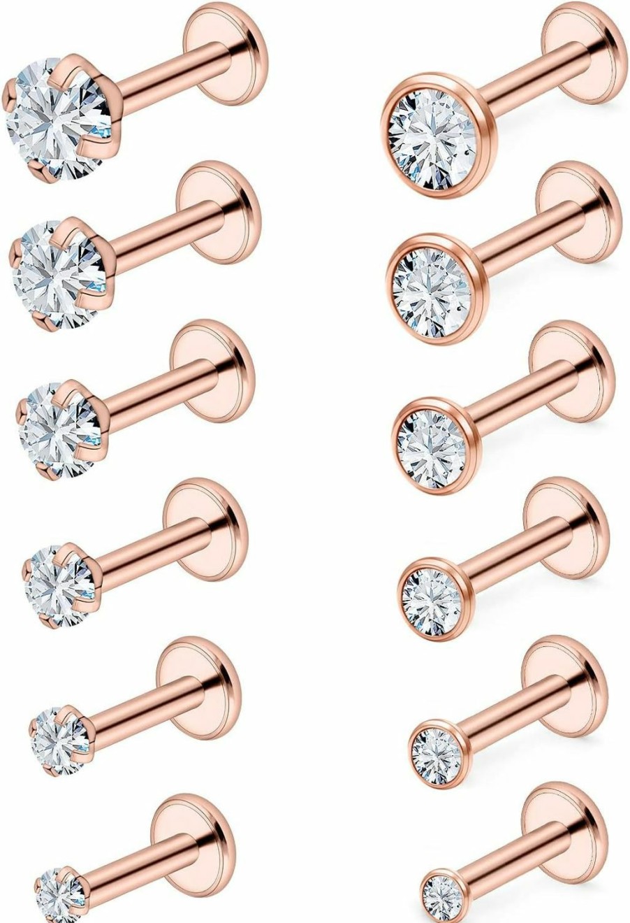 Vsnnsns Body Piercing Studs | Vsnnsns 16G Lip Rings Stainless Steel Labret Jewelry Monroe Lip Rings Nail Cartilage Tragus Helix Earrings Studs Medusa Piercing Jewelry For Women Men Cubic Zirconia 2Mm/2.5Mm/3Mm/3.5Mm/4Mm/4.5Mm