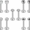 Niaspi Body Piercing Studs | Niaspi 5Pairs 16G Cz Lip Rings For Women Girls Stainless Steel Lip Rings Nail Cartilage Tragus Helix Earrings Studs Body Piercing Jewelry