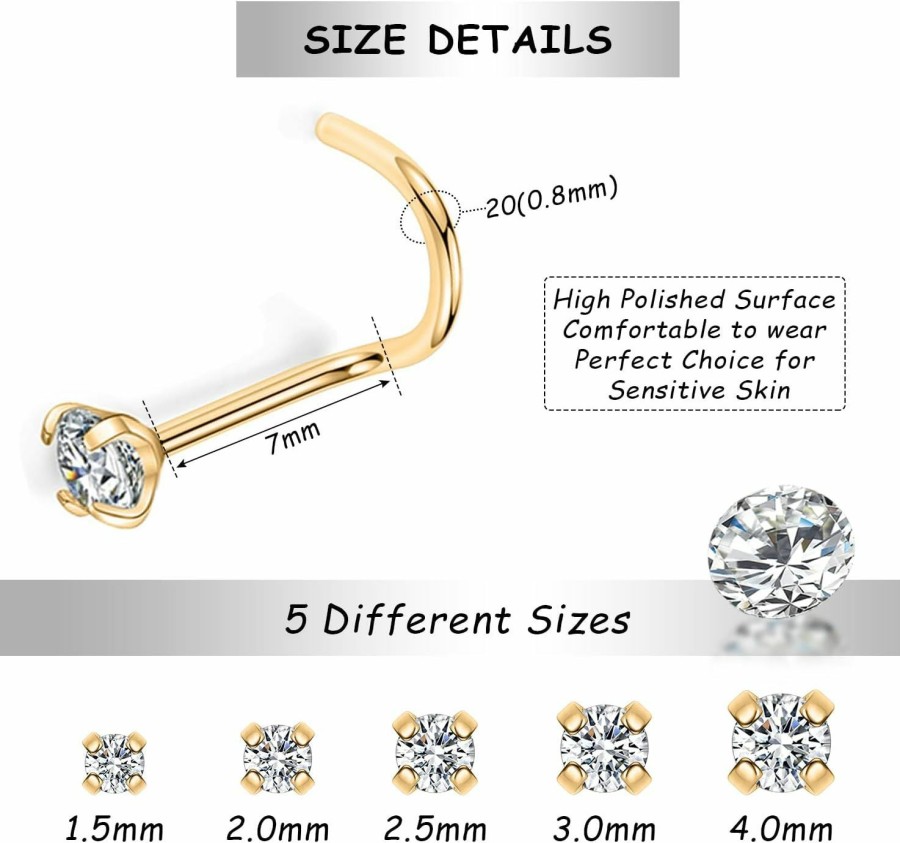 GAGABODY Body Piercing Studs | Gagabody G23 Titanium Nose Ring Hoop 20G 18G Nose Rings Studs Screw L-Shaped Nose Hoop Nose Stud Tragus Cartilage Helix Earrings Hoop Nose Piercing Jewelry