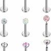 Gnoliew Body Piercing Studs | Gnoliew 16G/18G/20G Threadless Push In Tragus Earrings Flat Back Labret Monroe Cartilage Conch Helix Piercing Jewelry