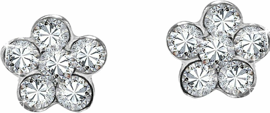 AeraVida Body Piercing Studs | Petite White Yellow Cubic Zirconia Flower .925 Sterling Silver Nose Ring Or Earrings