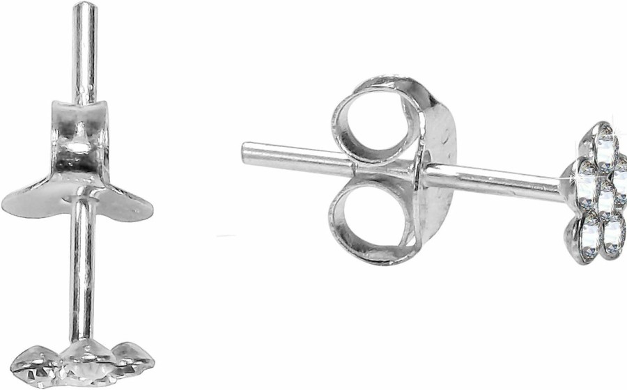 AeraVida Body Piercing Studs | Petite White Yellow Cubic Zirconia Flower .925 Sterling Silver Nose Ring Or Earrings