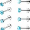 Drperfect Body Piercing Studs | Drperfect 16G Internally Threaded Labret Stud Lip Rings Medusa Monroe Piercing 316L Stainless Steel Cz Cartilage Tragus Piercing Jewelry Forward Helix Earrings Nose Piercing 6Mm 8Mm 10Mm