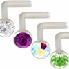 bodyjewellery Body Piercing Studs | Bodyjewellery L Shaped Nose Ring 18G Surgical Grade Stainless Steel Nostril Piercing Studs Crystal Mixed Various Availalble