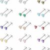 LOAYHOAY Body Piercing Studs | Loayhoay 15 Pairs 20G 316L Stainless Steel Threadless Stud Earrings For Women Men Cartilage Helix Tragus Stud Earrings Small Cz Labret Monroe Studs Push In Nose Studs 2-3Mm Ear Piercing Jewelry Set