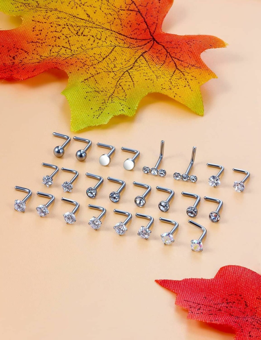 Kridzisw Body Piercing Studs | Kridzisw 18G Nose Rings Studs Stainless Steel Nose Nostril Piercing Jewelry For Women Men Girls Cz Inlaid 2Mm 12Pairs