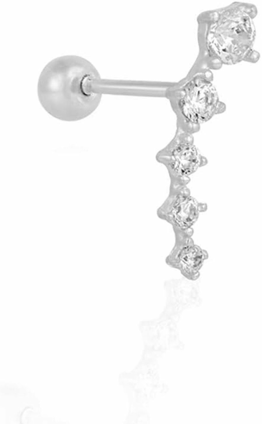 OIDIMS Body Piercing Studs | Cubic Zirconia Pave Ear Climber Studs Cartilage Earrings For Women Girls Teens Hypoallergenic 925 Sterling Silver 18G Barbell Piercing Screw Conch Elegant Minimalist Upper Tragus Helix Dainty