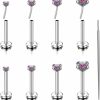 TOPBRIGHT Body Piercing Studs | Topbright 8Pcs 20G Flat Back Earrings 316L Surgical Steel Threadless Tragus Cartilage Nose Stud Push Pin Lip Stud Rings Medusa Piercing Jewelry Hypoallergenic Colorful