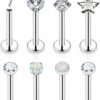 Ocptiy Body Piercing Studs | Ocptiy 20G 18G 16G Push In Theadless Nose Rings Studs Hypoallergenic Lip Labret Medusa Monroe Ring Stainless Steel Flat Back Cartilage Helix Tragus Earrings For Women Men 6Mm 7Mm 8Mm Bar Diamond 3Mm