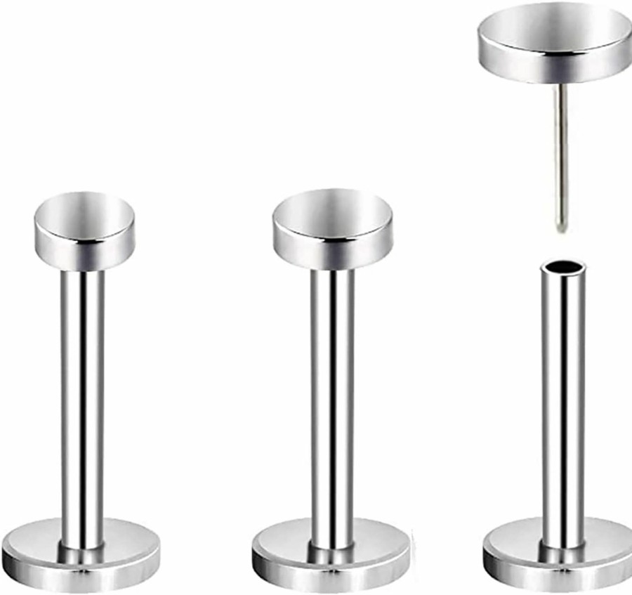 SQKXKLCZ Body Piercing Studs | 3Pcs G23 Titanium 20G/18G/16G 6Mm/8Mm/10Mm/12Mm Press Fit Threadless Push Pop 2.5Mm 3Mm 4Mm Flat Top 4Mm Flat Back Piercing Lip Stud Earring Labret Monroe Lip Ring Tragus Cartilage Earring Stud