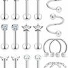 Cisyozi Body Piercing Studs | Cisyozi 16G Threadless Push In Lip Labret Rings Studs 316L Surgical Steel Cartilage Tragus Helix Hoop Ear Earring Body Jewelry Piercing For Women Men 8Mm