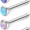 Ruifan Body Piercing Studs | Ruifan 18G 1.5Mm 2Mm 2.5Mm 3Mm Jeweled Opal Nose Bone Studs Rings Pin Piercing Jewelry 4-20Pcs