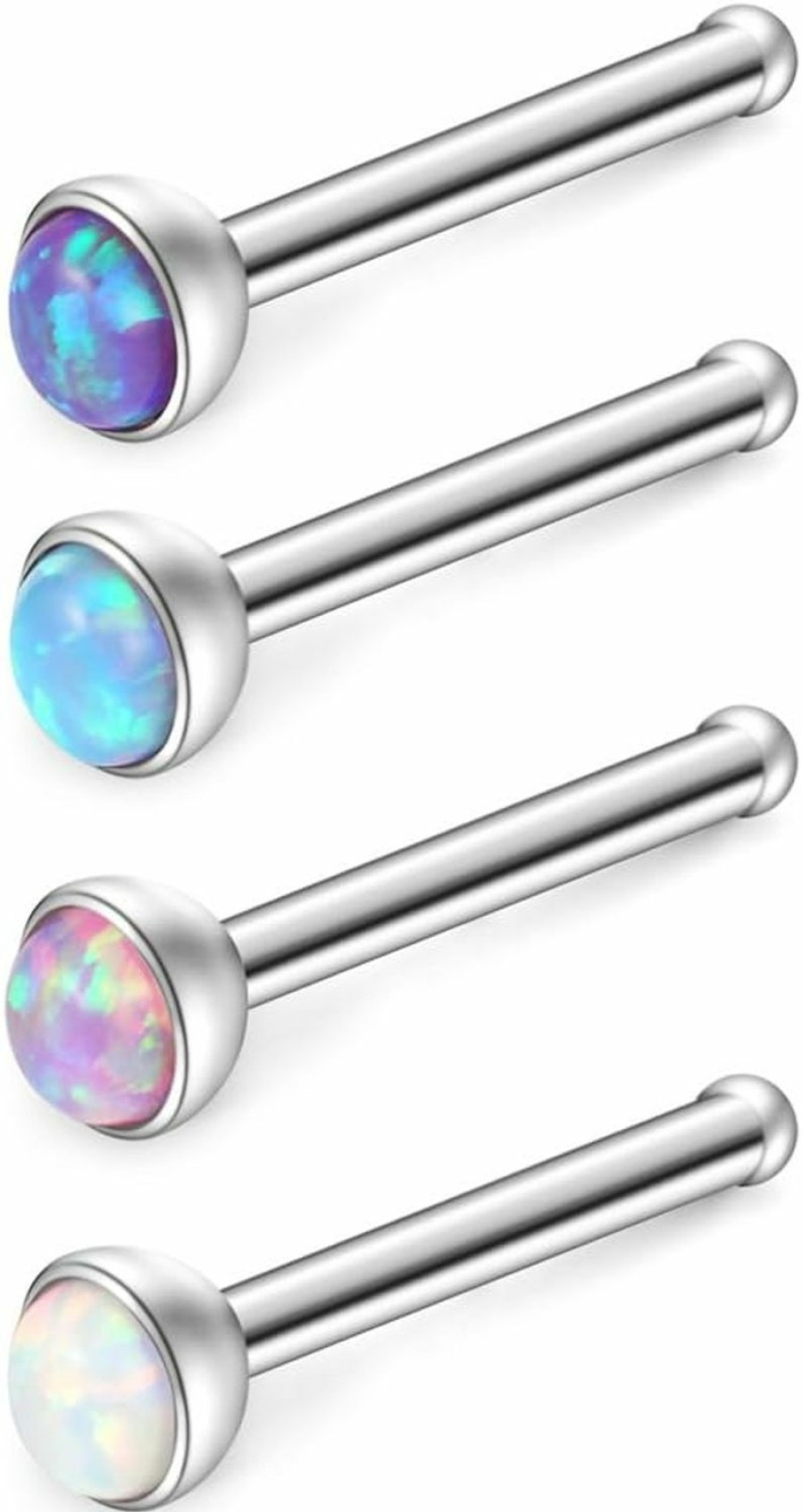 Ruifan Body Piercing Studs | Ruifan 18G 1.5Mm 2Mm 2.5Mm 3Mm Jeweled Opal Nose Bone Studs Rings Pin Piercing Jewelry 4-20Pcs