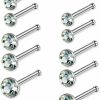 JEWELRIESHOP Body Piercing Studs | Jewelrieshop 60Pcs Nose Ring Studs Stainless Steel Cz Nose Piercing Jewelry Bone Studs For Women Men Hypoallergenic 22G