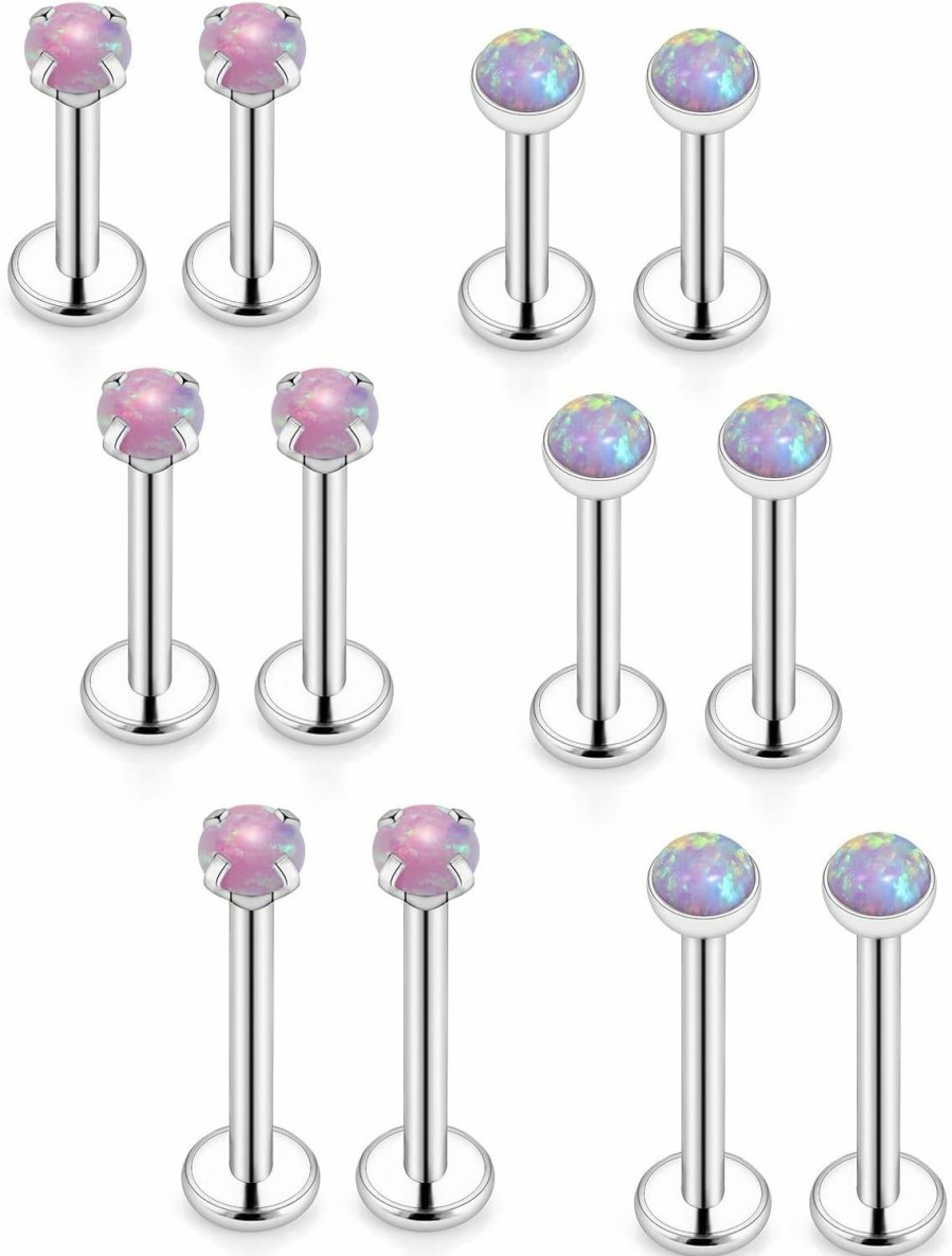 Xnsjeyy Body Piercing Studs | Xnsjeyy 16G Lip Rings For Women Stainless Surgical Steel Labret Jewelry Monroe Lip Ring Medusa Piercing Jewelry Tragus Helix Cartilage Forward Earring Piercing Jewelry For Women Opal 2Mm 3Mm 4Mm