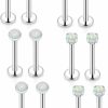 Xnsjeyy Body Piercing Studs | Xnsjeyy 16G Lip Rings For Women Stainless Steel Labret Jewelry Monroe Lip Ring Medusa Piercing Jewelry Tragus Helix Cartilage Forward Earring Piercing Jewelry For Women Opal Silver 6Mm 8Mm 10Mm