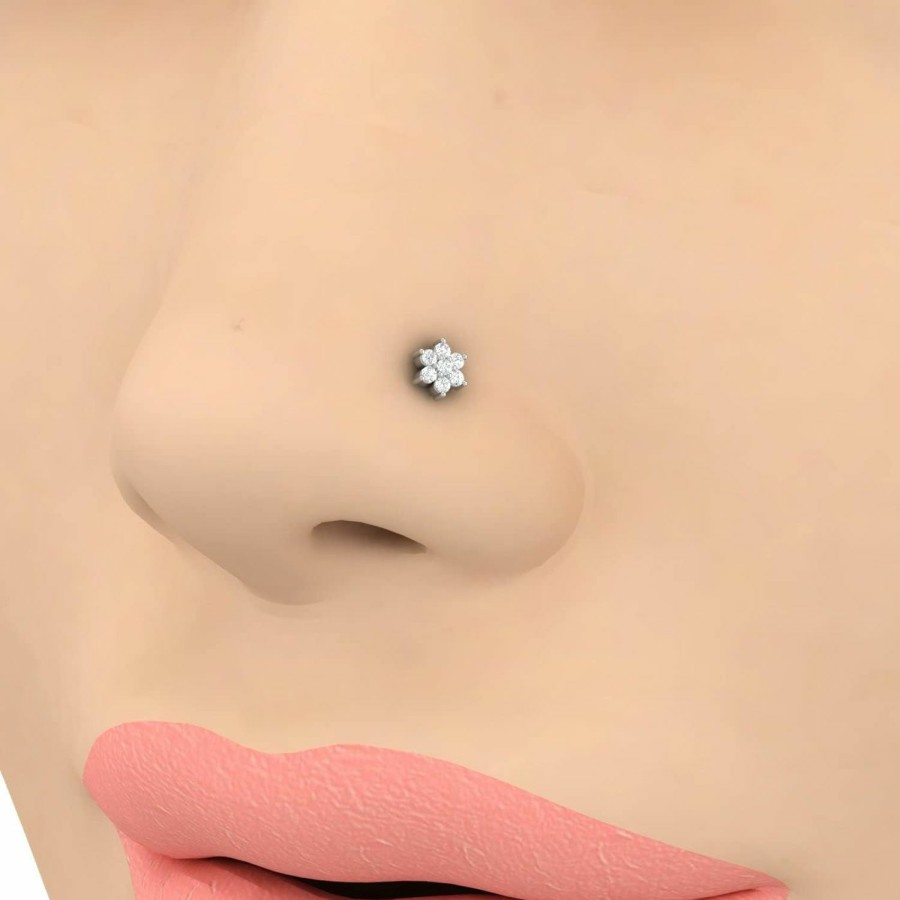 FINEROCK Body Piercing Studs | Finerock 0.04 Carat Diamond Star Nose Pin Stud In 14K Gold - Igi Certified