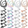 Yaalozei Body Piercing Studs | Yaalozei 18G 20G 22G Nose Rings Studs 316L Surgical Steel Hypoallergenic L Shape Screw Nose Rings Nose Hoop Diamond Heart Nostril Nose Piercing Jewelry For Women Men Silver Rose Gold Black Rainbow