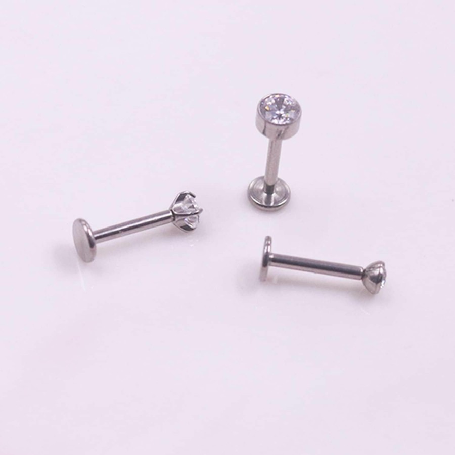 CHARMONLINE Body Piercing Studs | Charmonline Top Push In Threadless 316L Surgical Steel Flat Back Stud For Nose Heart Cz Lip Stud Bone Studs Nose Piercing Jewelry For Women Men