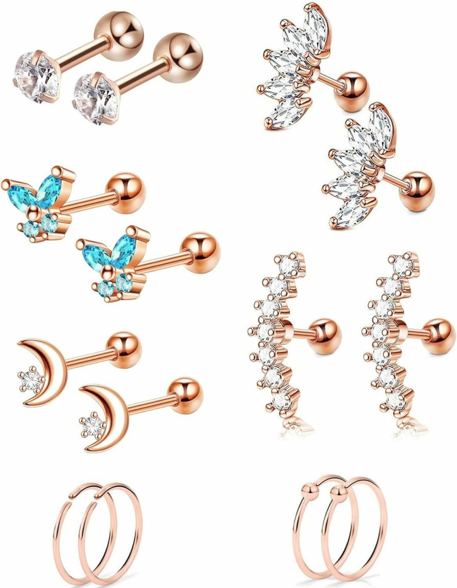 YACHY Body Piercing Studs | Yachy 7Pairs Cartilage Earrings, Conch Piercing Jewelry Cartilage Hoop Earring Tragus Piercing Jewelry Helix Piercing Jewelry Daith Piercing Jewelry Rook Piercing Jewelry Daith Earrings Helix Earrings Cartilage Piercing Earrings Studs Conch Hoop Earring Stainless Steel Tragus Cartilage Earrings For Women Men