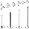 Vegolita Body Piercing Studs | Vegolita G23 Titanium Labret Studs 16G 18G Internally Threaded Lip Monroe Studs For Sensitive Skin Cz Cartilage Tragus Helix Studs Earring Medusa Piercing Jewelry 6/8/10/12Mm