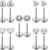 Uni-J Body Piercing Studs | Uni-J 10Pcs 20G/18G/16G Threadless Push-In Tragus Conch Cartilage Flat Back Helix Labret Monroe Lip Ring Daith Piercing Jewelry